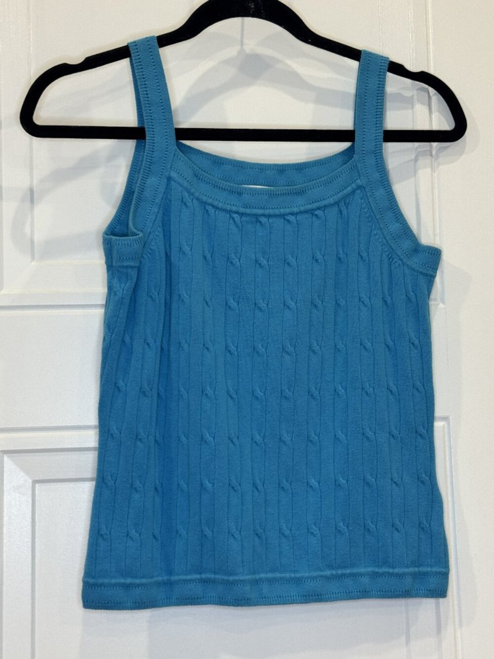 David Brooks Vintage Aqua Cable Knit Tank Top M GUC Preppy Cottagecore